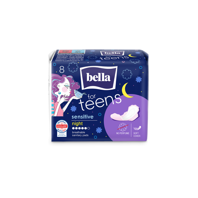 Podpaski BELLA FOR TEENS SENSITIVE NIGHT 8 szt.
